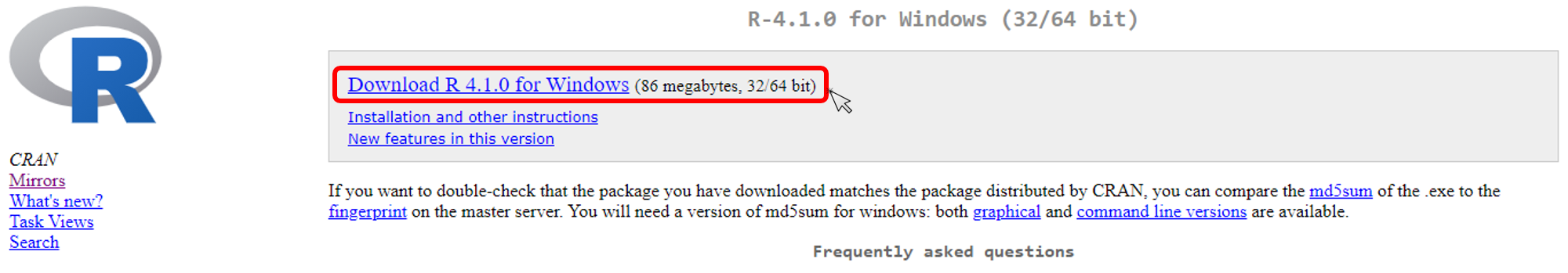 Paso 3 para descargar instalador de R en Windows