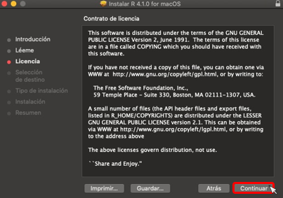 Paso 3 instalación de R en macOS