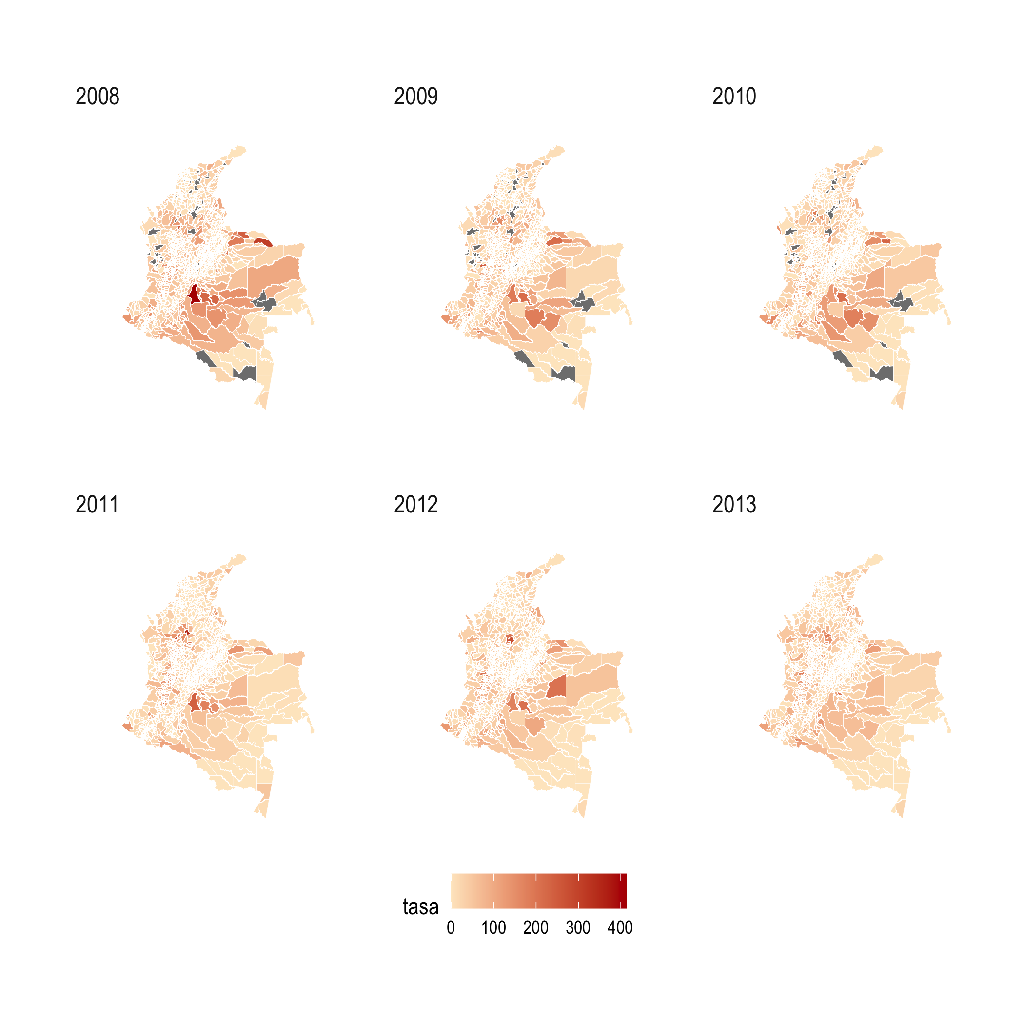 Evolución de la tasa municipal de homicidios (por mil habitantes)